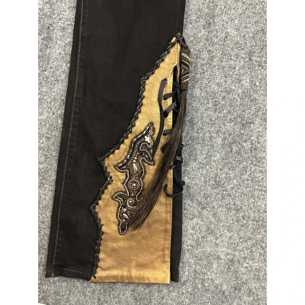 Western Couture Michelle Julene OOAK Jeans‎ Mother of Pearl Beaded Horsehair 29